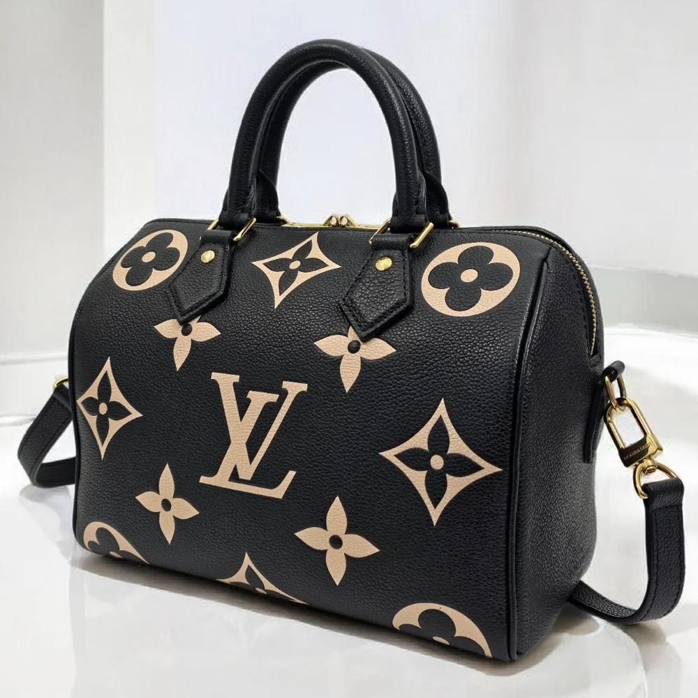 Louis Vuitton Speedy Bandouliere 25 Bicolor Empreinte Black Crossbody Bag